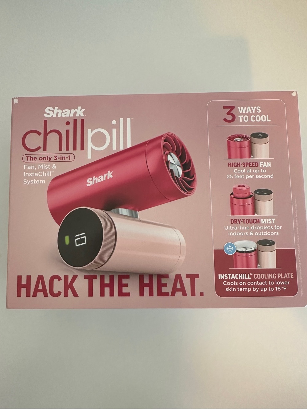 Shark ChillPill Portable Fan Misting and Icy Cooling Plate Dragon Fruit (NWT)